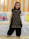 BownBee Girls Chanderi Kurti with Patiala Salwar and Dupatta - Black