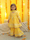 BownBee Pure Cotton Printed Kurta Sharara for Girls - Yellow