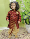 BownBee Jacquard Full Sleeve Sherwani with Dhoti for Boys- Maroon