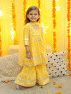 BownBee Pure Cotton Printed Kurta Sharara for Girls - Yellow