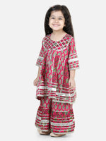 BownBee Pure Cotton Printed Kurta Sharara for Girls- Pink