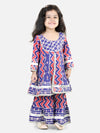 BownBee Pure Cotton Printed Kurta Sharara for Girls - Blue