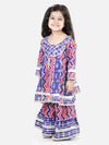 BownBee Pure Cotton Printed Kurta Sharara for Girls - Blue